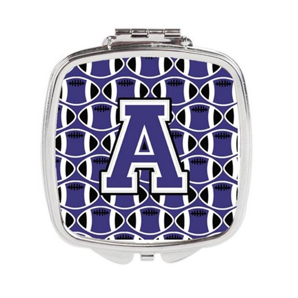 Carolines Treasures Letter A Football Purple and White Compact Mirror CJ1068-ASCM